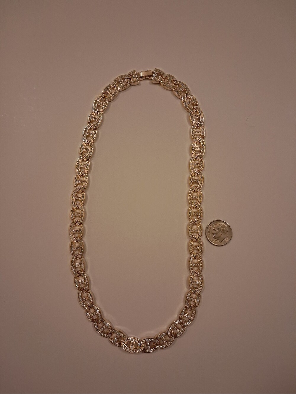 14K GOLD PLATED 18 INCH 10MM ICED OUT MARINER LINK NECKLACE. BRAND NEW. #12